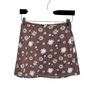 Altar'd State White Daisies Mini Skirt Back Zipper with Pockets Women's Size XS